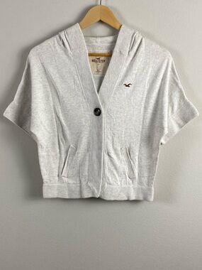Hollister Shrug/Relaxed Fit Short Sleeve Drop Shoulder Hooded Cardigan Sweater